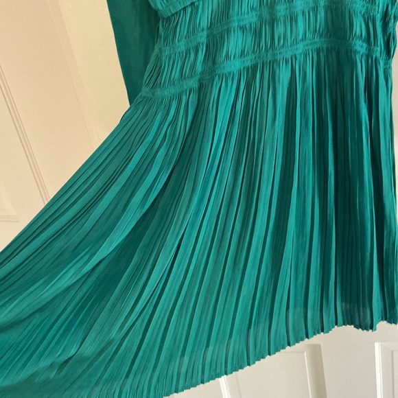 Current Air from Anthropologie Green/Teal Blue Silky Dress - Picture 10 of 14